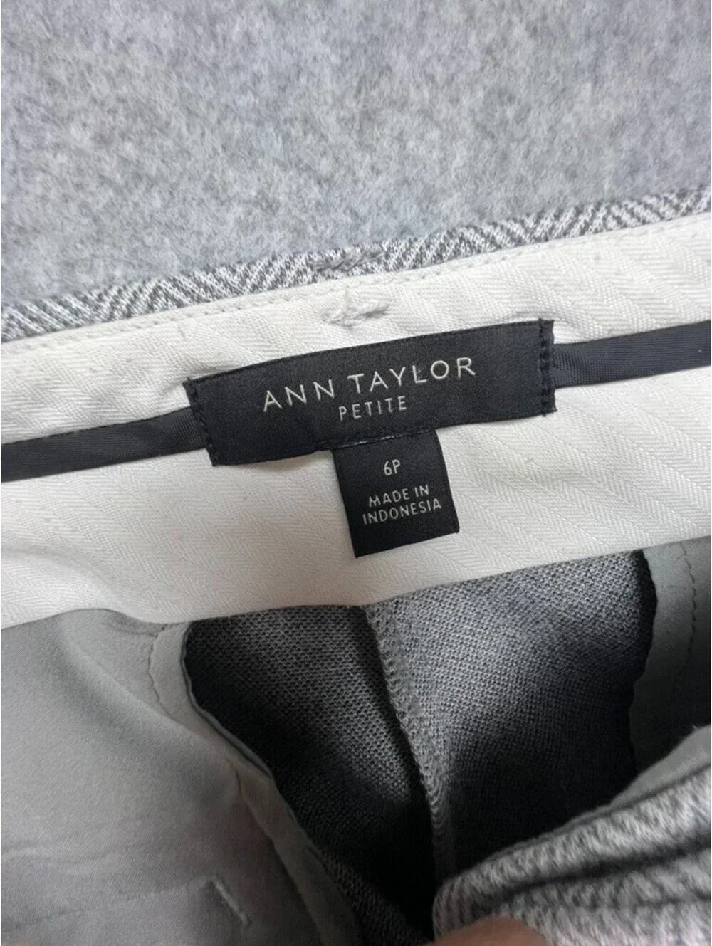 Ann Taylor Herringbone Ankle Pants Women Petite 6P Gray Office City Work Casual*
